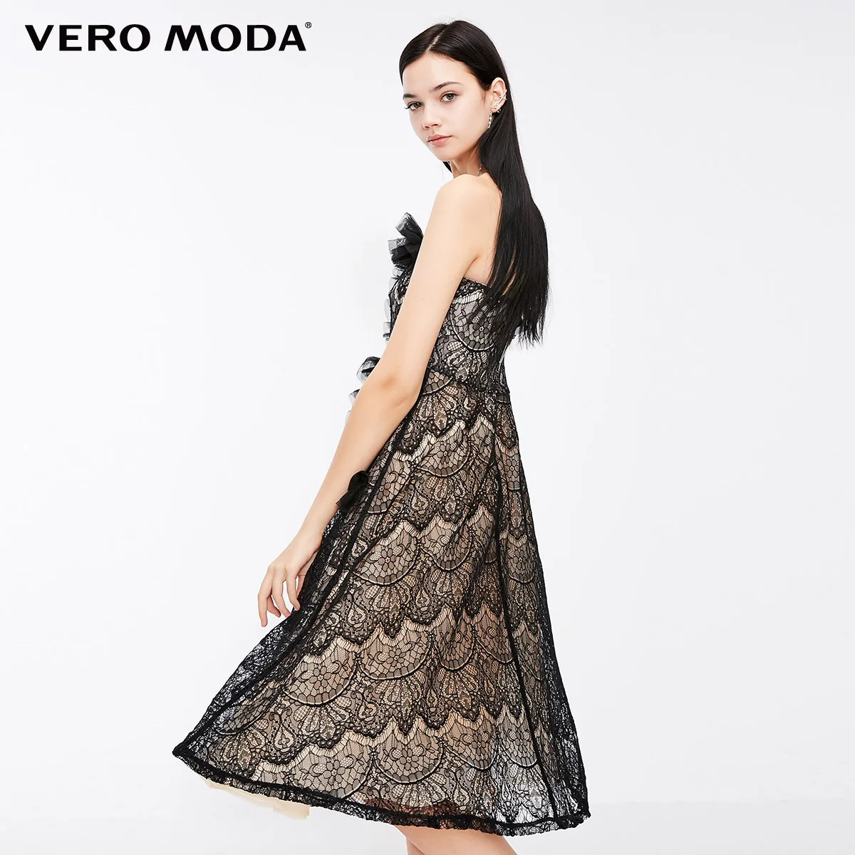 Vero Moda Новое Женское кружевное платье без бретелек с оборками на груди | 31847A507