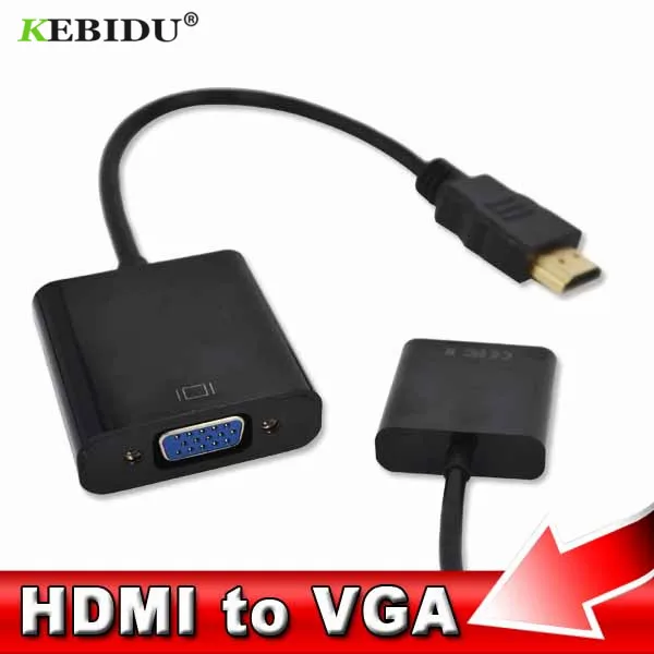 Кабель-адаптер 1080p HDMI-совместимый с VGA переходник штырь-гнездо со встроенным