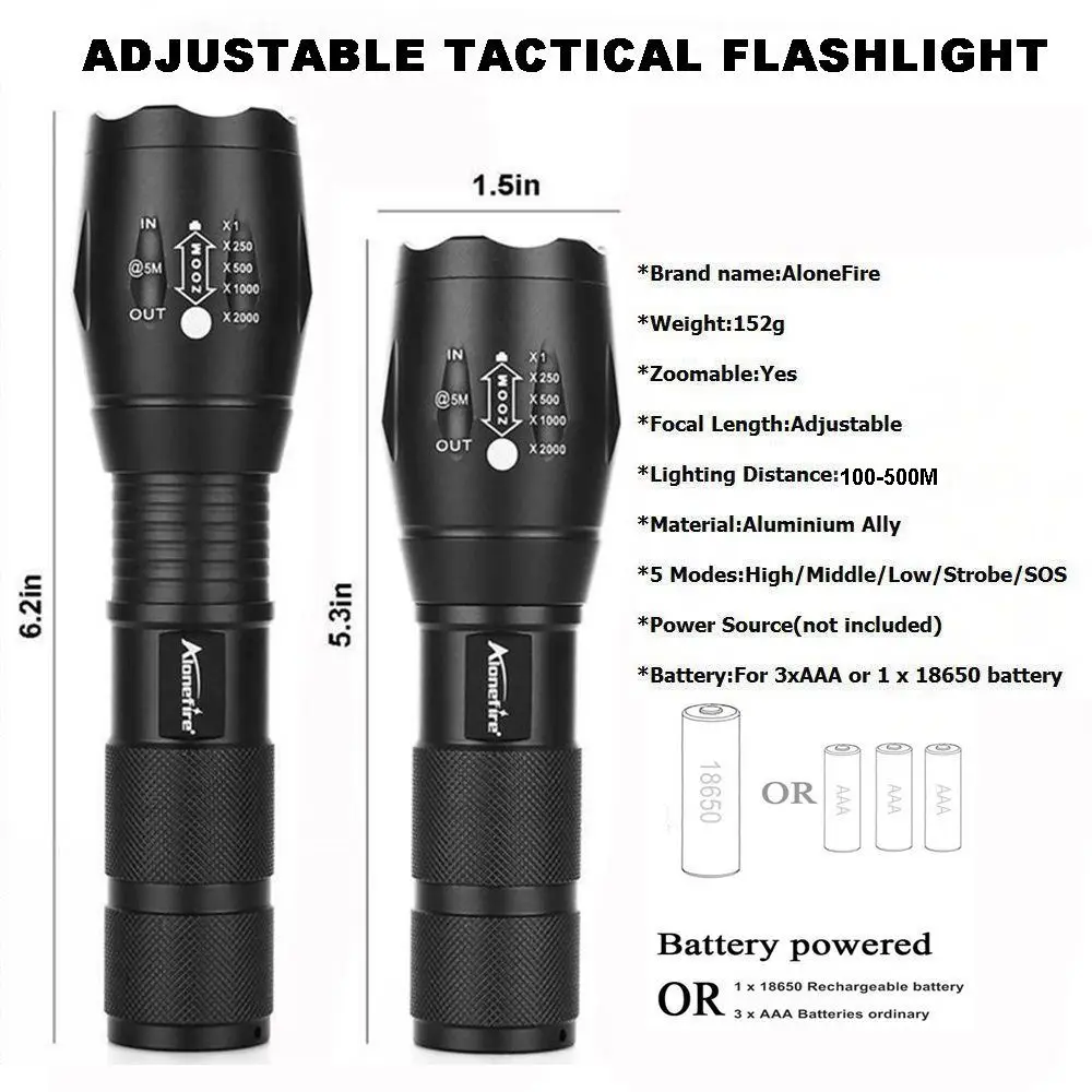 Водонепроницаемый светодиодный фонафонарь AloneFire E17 CREE XML T6 5000 лм|e17 xm-l|e17 xm-l t6xm-l t6
