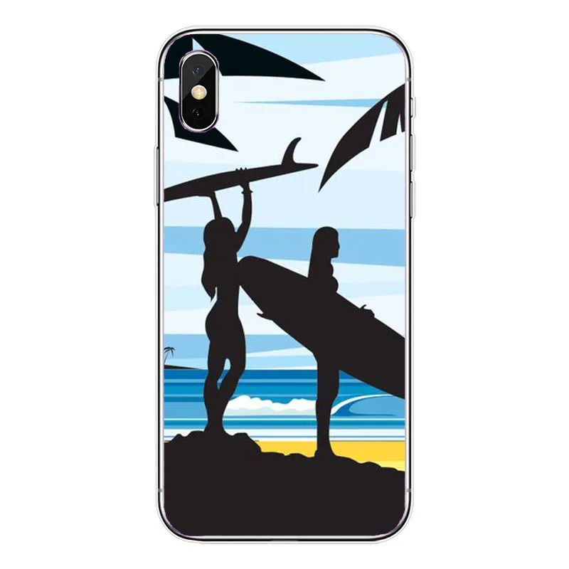 Крутой мягкий прозрачный ТПУ чехол для телефона серфинга и на закате iPhone 11Pro 8 8Plus 7