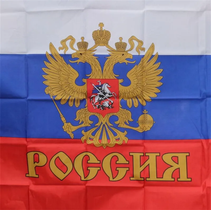 Большой Российский флаг 90х150 см украшение дома из полиэстера двухголовый Орел