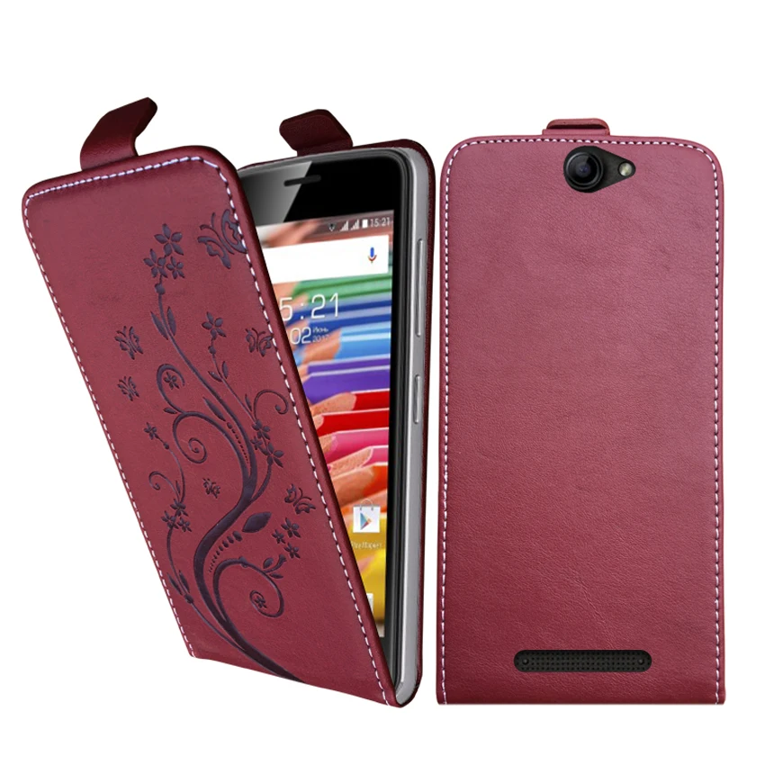 Чехол для телефона из тисненой кожи с откидной крышкой и кружевными цветами
