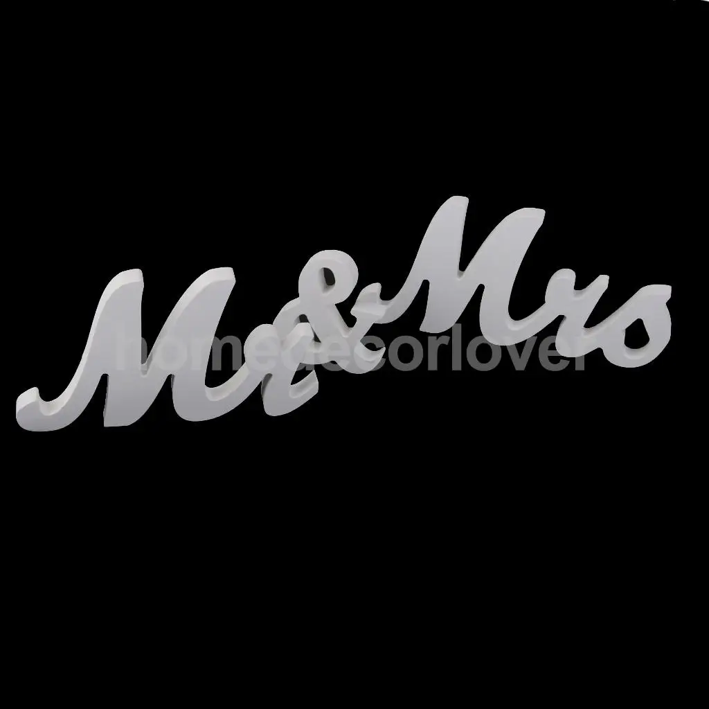 Mr & Mrs Свадебные буквы белый деревянная стойка знак отдельно стоящее
