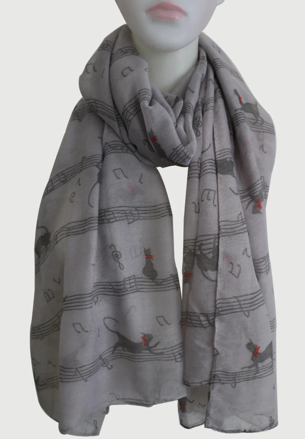 Бесплатная доставка новинка 2018 модные темно синие длинные шарфы с принтом кошек