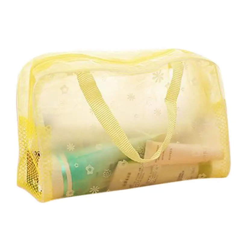Yellow Модная сумка для туалетных принадлежностей с цветочным принтом, портативная Водонепроницаемая косметичка для путешествий, органайзер для туалетных принадлежностей, прозрачный чехол для хранения косметики - Цвет: Yellow