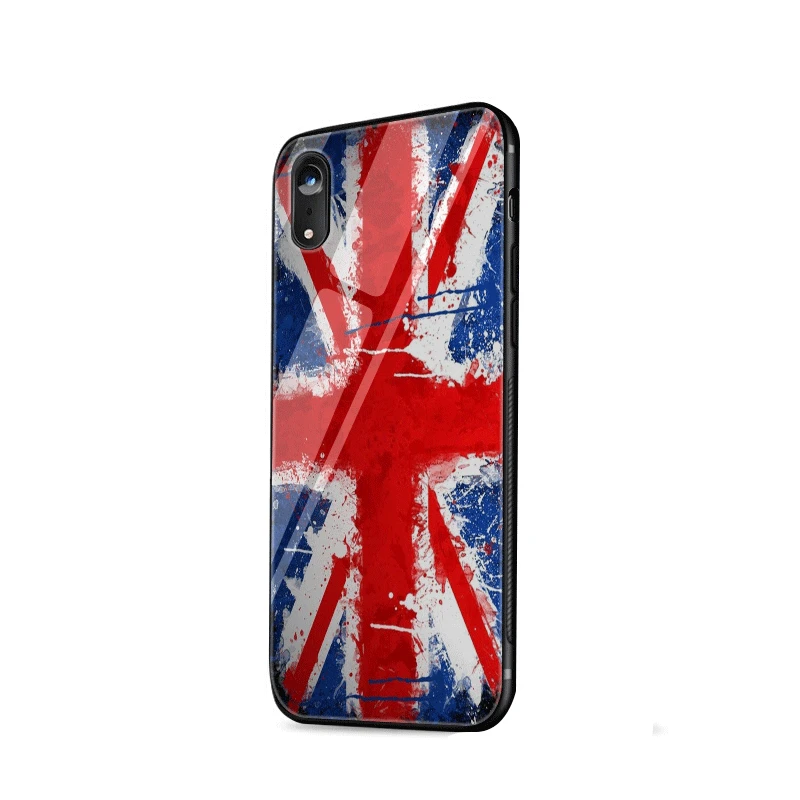 Чехол из закаленного стекла с британским флагом Union Jack для iPhone X XS XR Max 6 6s 7 8 Plus 5 5S SE |
