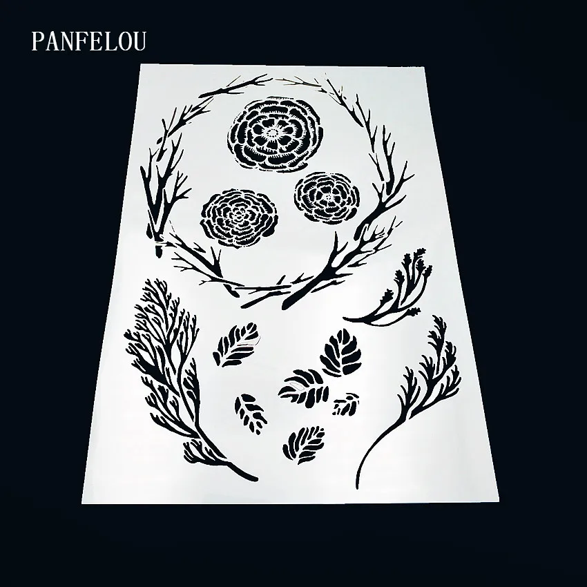 

29.5*21cm A bird's nest leaves scrapbook stencils spray plastic mold shield DIY cake hollow Embellishment printing lace ruler