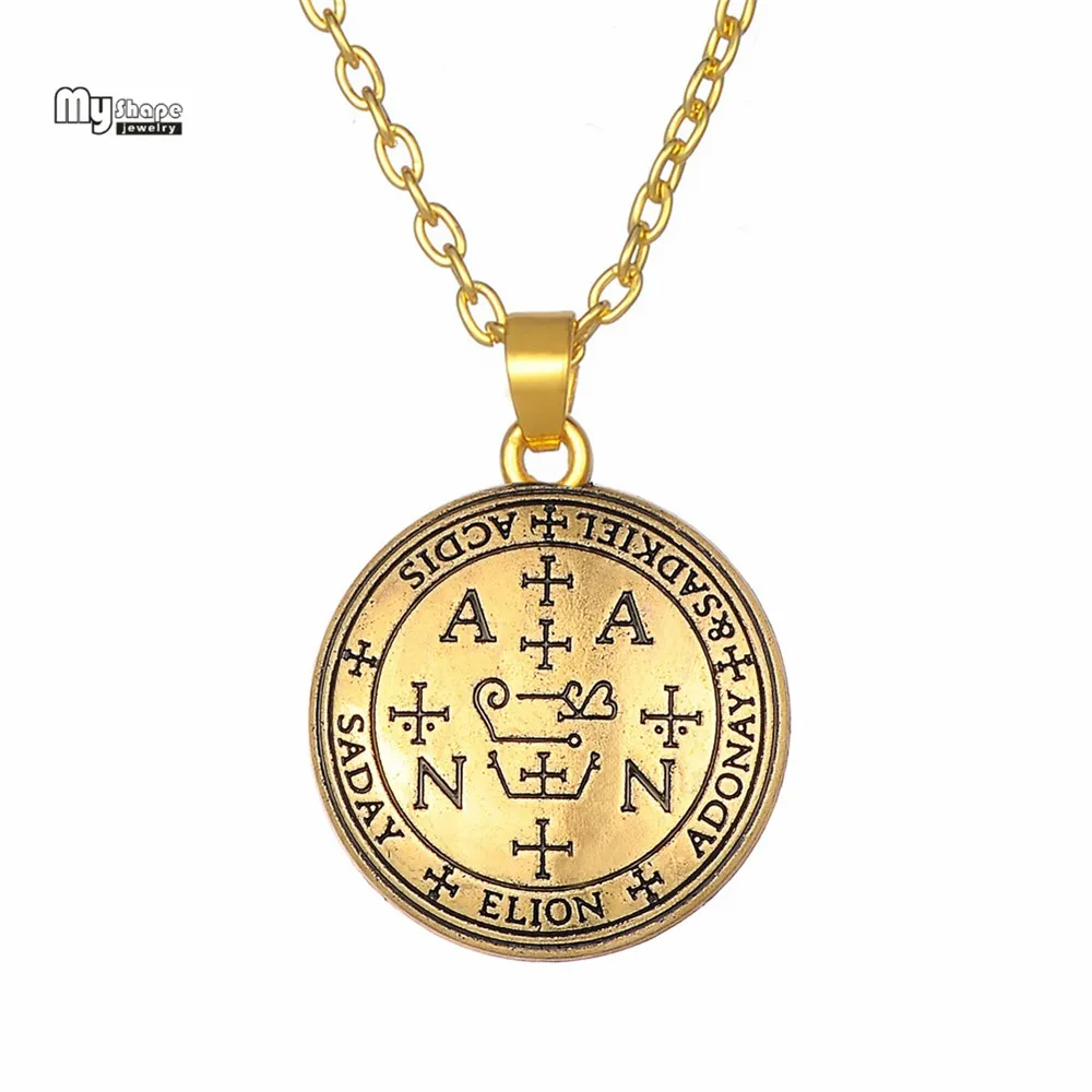 

My Shape Archangel Zadkiel Talisman Chain Necklaces Seal of The Zadkiel Angelic Pendant Choker Supernatural Statement Necklace