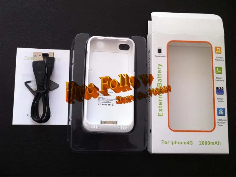 2000mah Battery External Charger Case for iphone 4 4G 4S with Retail Box + data line *10pcs* dhl free shipping|charger 12v|charger cordcharger tuner