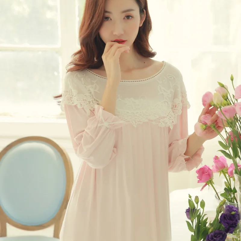 Женская ночная рубашка из хлопка для принцессы с полой вышивкой домашняя одежда