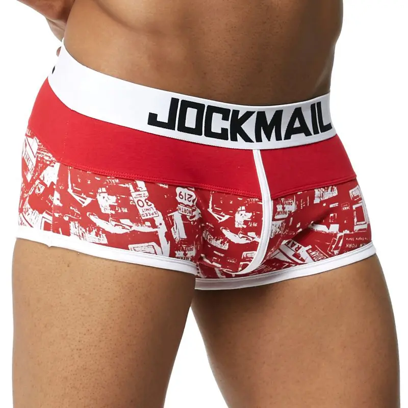 JOCKMAIL, Брендовые мужские трусы, дышащие боксеры, хлопковое Мужское нижнее белье, u-образный выпуклый мешочек, сексуальные трусы с принтом листьев, домашняя одежда, шорты