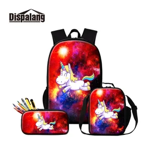 dispalang 2018 newest cooler lunch pouch and pencil case school backpacks for student pretty sky unicorn logo on bags girl gift free global shipping