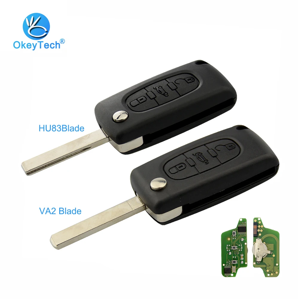OkeyTech CE0523 VA2/HU83 Blade 433 МГц ID46 PCF7941 чип откидной дистанционный ключ для Peugeot 306 407 Citroen C2