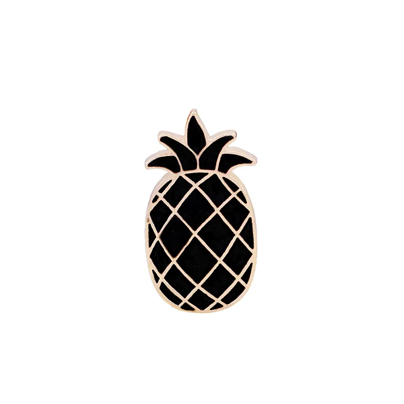 Pineapple Креативная черная брошь "Роза" мультфильм яблоко сосна яблоко кошка рыбья кость эмаль шпильки для женщин и мужчин шляпа Нагрудный значок коллекционное украшение подарки - Окраска металла: Pineapple