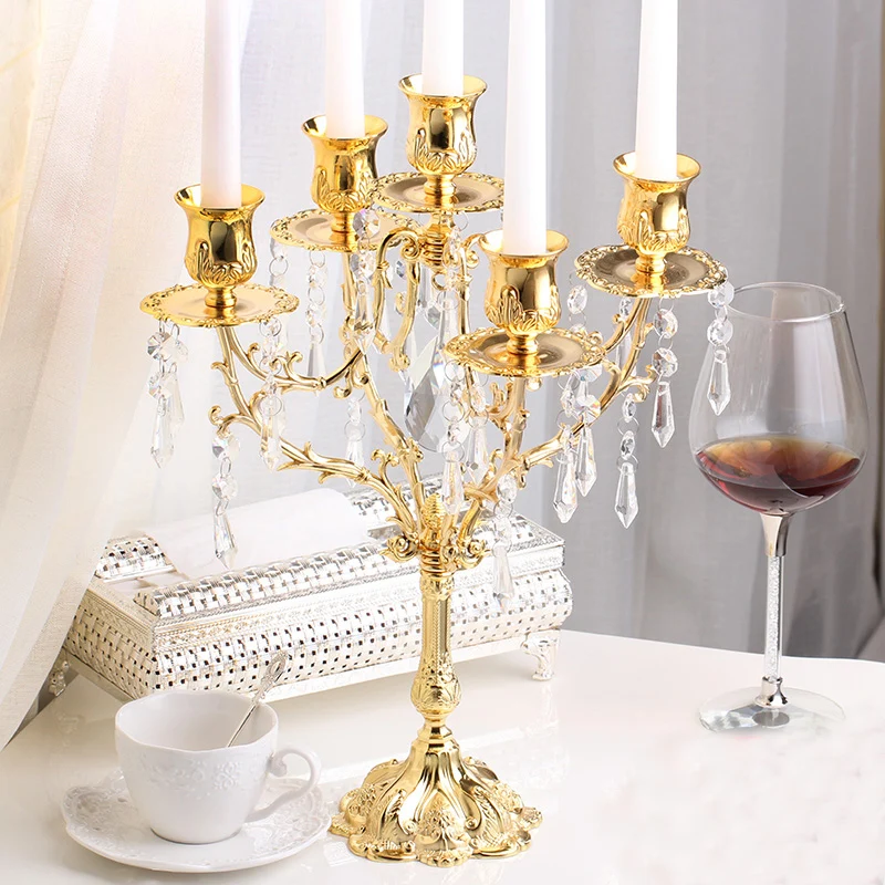 

European Luxury Candlestick Holder wedding props Supplies crystal home accessories Decoration Candlestick Romantic Candle Stand