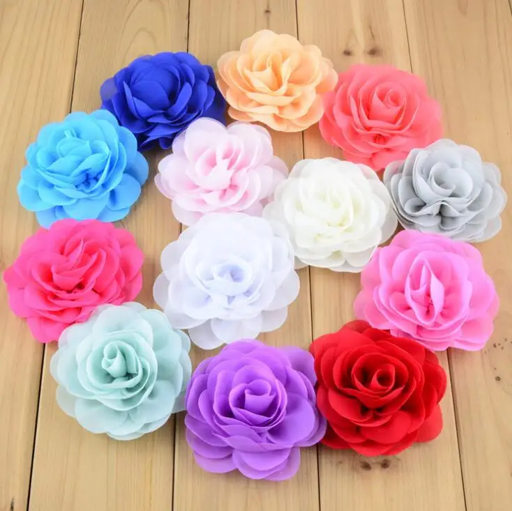 100 шт. Бесплатная доставка шифоновые цветы с оборками тканевые Цветочные туфли