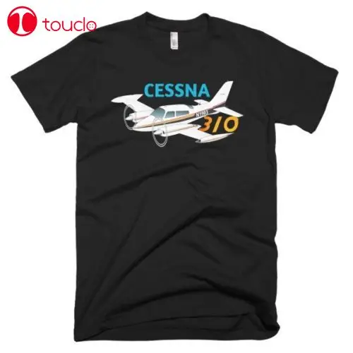 Летняя хлопковая футболка с короткими рукавами Cessna 310 изображением самолета