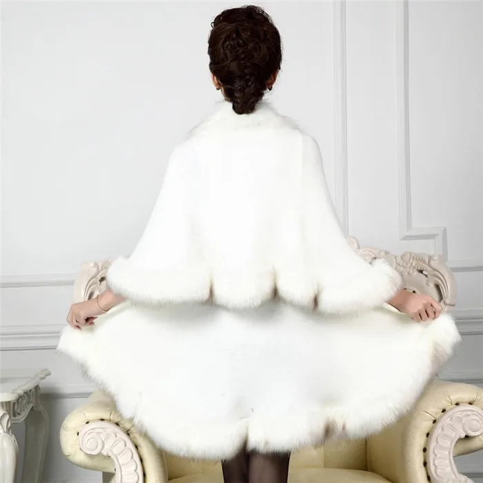 WHITE Laipelar, зимние теплые женские модные шарфы, искусственный Лисий мех, шарф, коричневые шали и накидки, женские дорожные однотонные пончо Laipelar - Цвет: WHITE