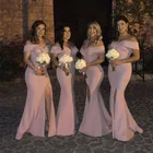Элегантное Атласное Платье Русалочки Vestido De Festa Longo с открытыми плечами розовое платье подружки невесты длинное платье для свадебной вечеринки