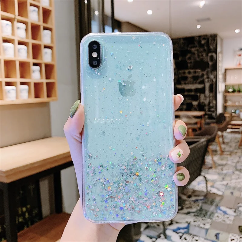 COPEONE для iPhone X Case класса люкс с блестками и нашивкой в виде звезды девочек