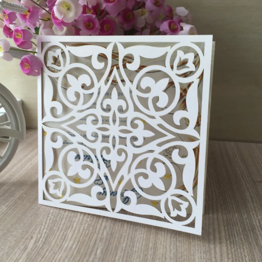 100 шт. лазерная резка пригласительная открытка на день рождения бумажные изделия