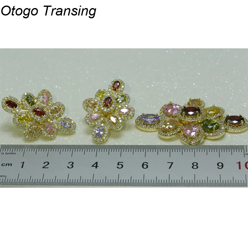 Женский комплект ювелирных изделий Otogo Traning серьги кольца с кристаллами разных