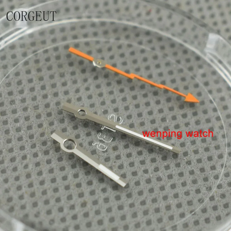 Orange small second Parnis, оранжевые, секундные часы, изогнутые стрелки, зеленые светящиеся, подходят для Miyota 8205,8215, 821 серии, автоматические мужские часы с механизмом - Цвет: Orange small second