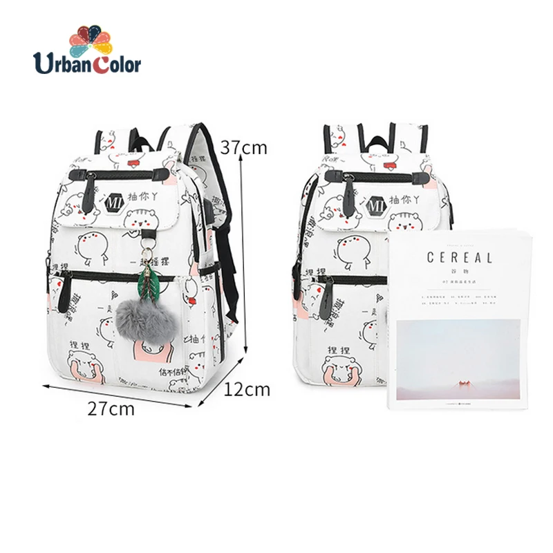 Элегантный Дизайн Женские парусиновые композитный сумки милый мультфильм