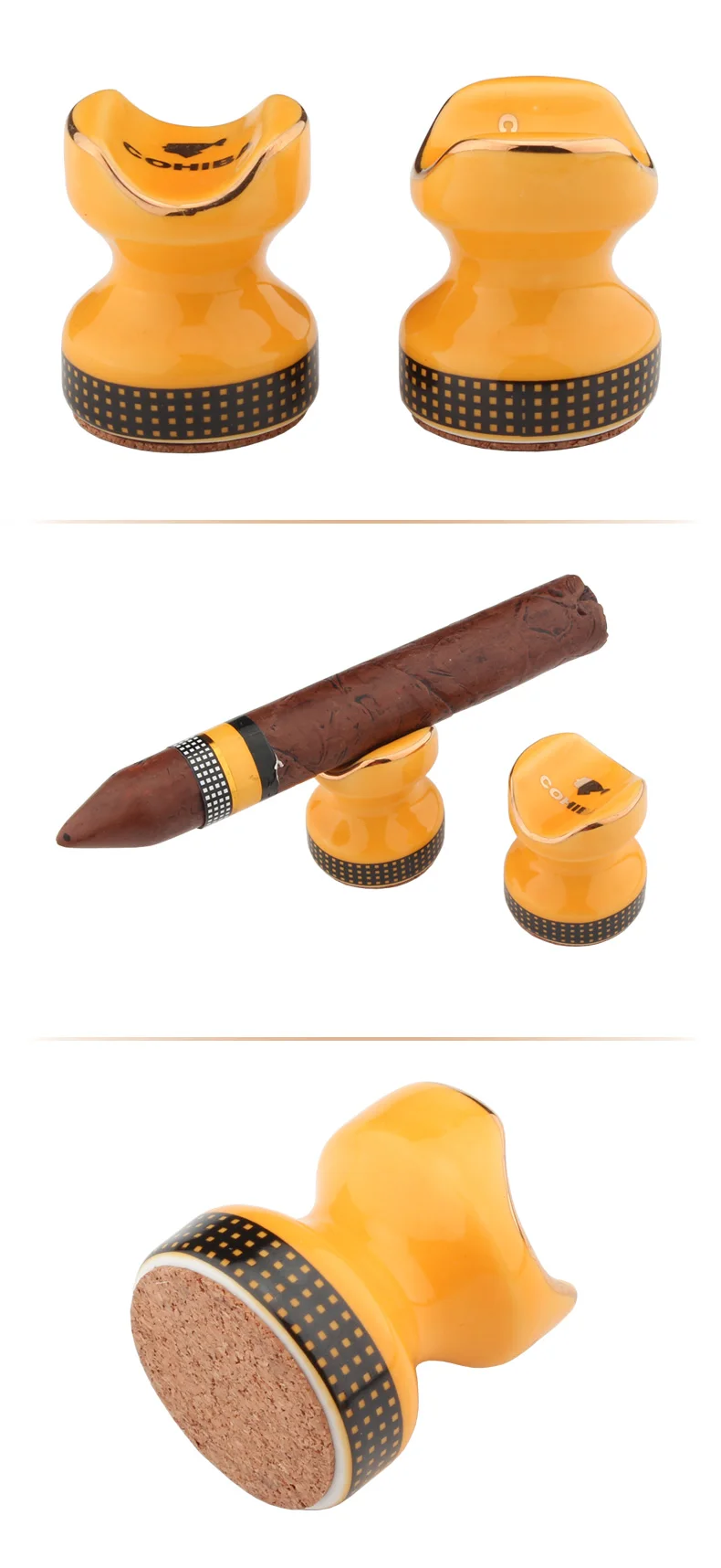 COHIBA карманная пепельница для сигар, держатель 2 шт., портативный керамический держатель для сигар, подставка для курения, отдыха, дорожная пепельница для сигарет, сигары