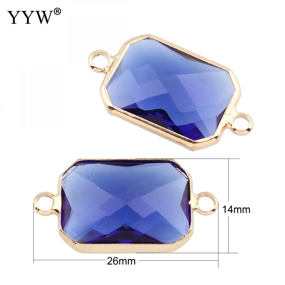 

5PCs/Bag fashion Brass Connector with Crystal Rectangle gold color plated Connectors Accessories For Jewelry Making Women Gifts