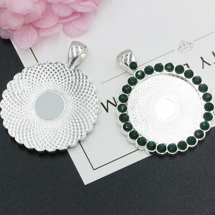 2pcs The new listing inlaid crystal round bottom 20mm 25mm 30mm 35mm necklace pendant pendant DIY handmade material accessories