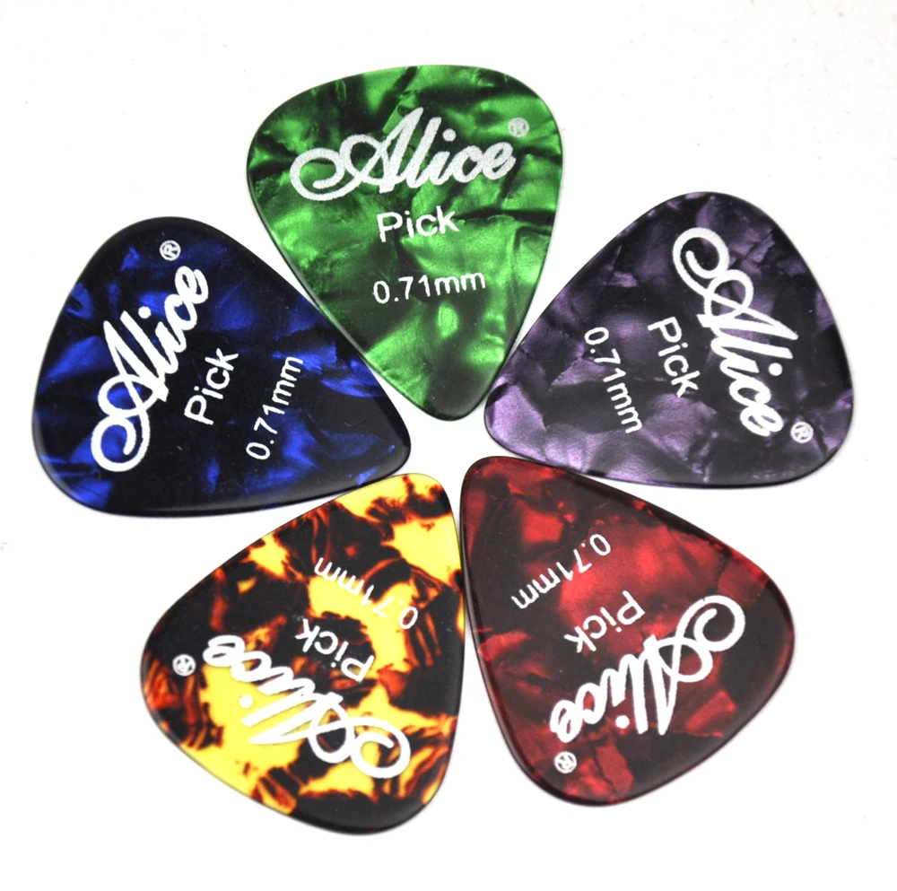 

100pcs Medium 0.71mm Alice Celluloid Guitar Picks Plectrums For Acoustic Guitar