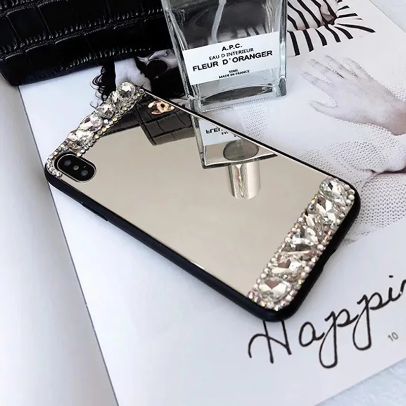 Ascromy Shining Diamond Mirror Case For Samsung Galaxy S9 S8 Plus Protector Tempered Glass Back Funda Note 9 8 |
