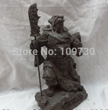 bir 003038 10&quot Chinese Bronze &quotSanGuo&quot Warrior Dragon GuanGong GuanYu WuSheng God Statue | Дом и сад