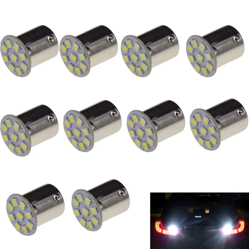 Gros 10 шт./лот + Voiture LED SMD lumiere eclairage ампулы 1156 BA15S 1210 9LED de frein tournez sauvegarde livra|Сигнальная