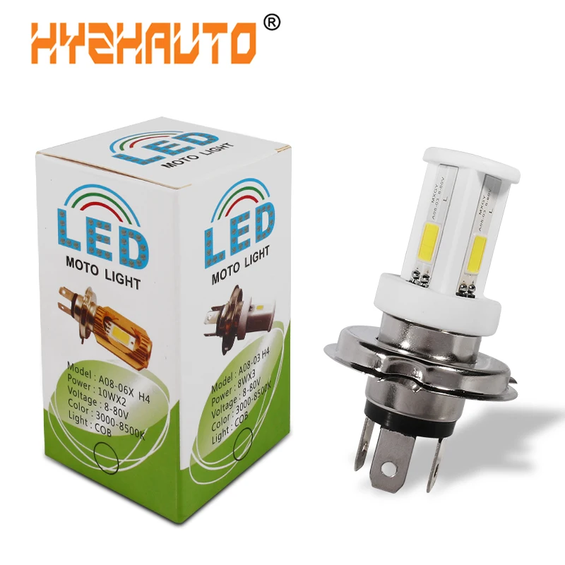 

HYZHAUTO 1Pcs H4 LED Motorcycle Headlight High Power Ceramic Bulb HS1 LED Moto Scooter Motorbike Light White 6000K 2400LM 12-80V