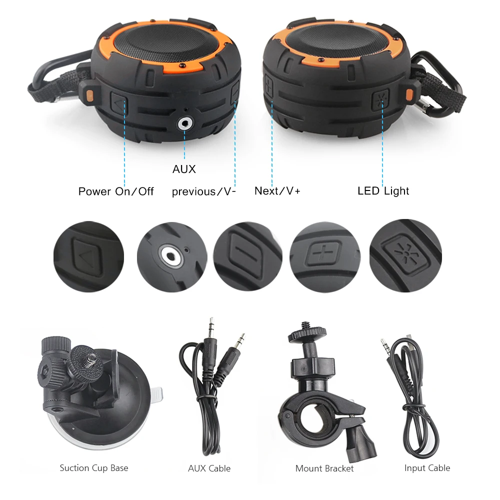 Портативная водонепроницаемая Bluetooth колонка 5 вт светодиодный ма · ч|Портативные