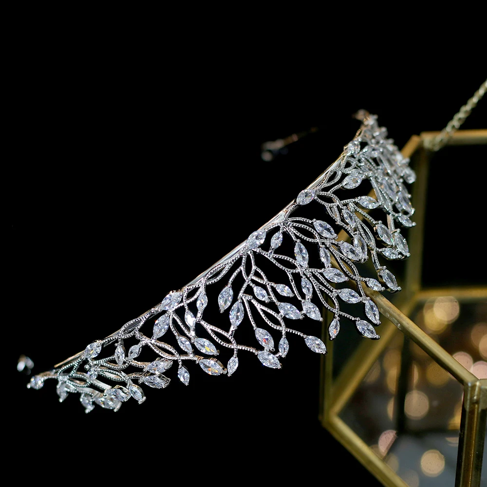 Alta calidad novia кубический цирконий boda тиара Корона banquete bola vestido de boda accesorios de joyeria