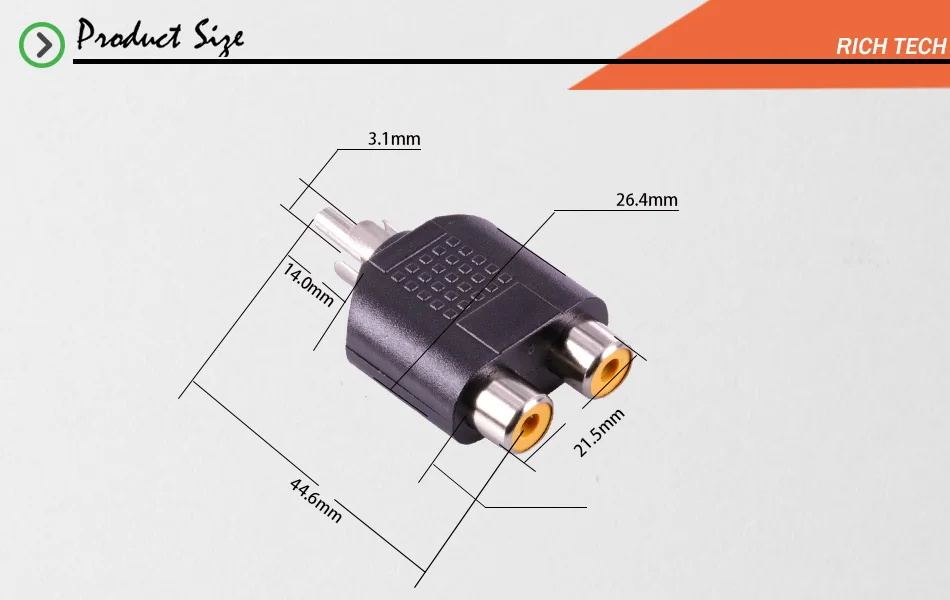 3 шт. RCA коннекторы двойной разъем RCA разъем для RCA переходник никелированные и черный пластик с оригинальной упаковкой