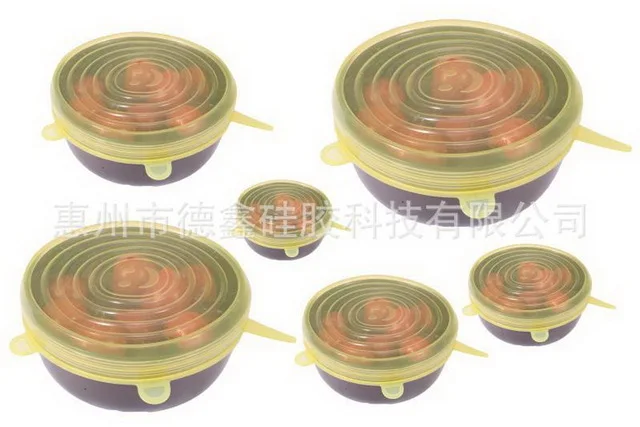 by dhl 100set Reusable 6Pcs/ Set Universal Silicone Saran Wrap Cover Lids Food Bowl Pot Stretch Kitchen Vacuum Seal Bowls | Дом и сад