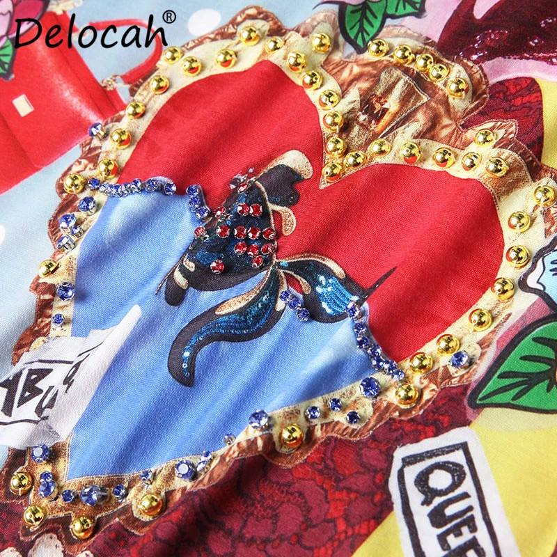 Delocah/Весенняя женская летняя футболка модный дизайнерский костюм с короткими