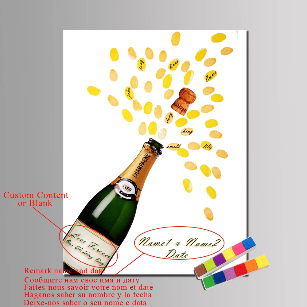 Книга для гостя по отпечатку пальца индивидуальная книга шампанского свадебного