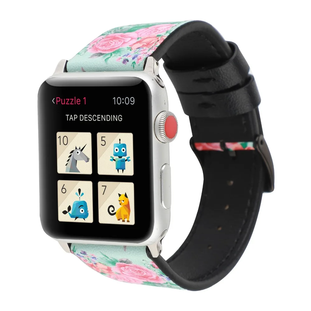 Сельский кожаный ремешок для часов apple watch группы серии 4 3 2 1 цветочный сменный Apple