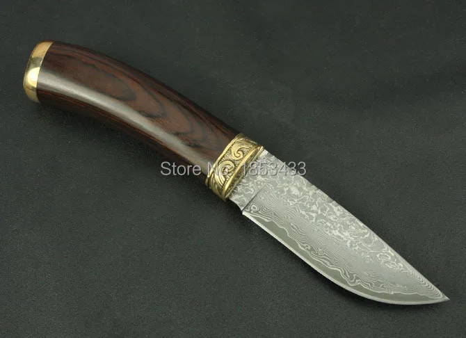 SK019 дамасский стальной нож лезвие охотничий медная ручка ручной работы кованый |