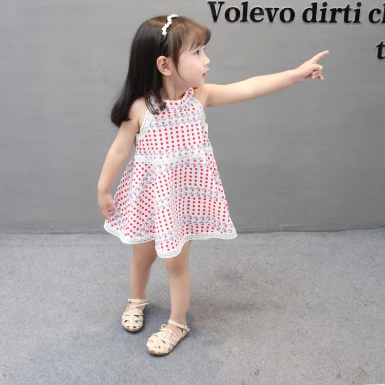 Летний жилет для девочки платья детское платье в горошек детская одежда Новые