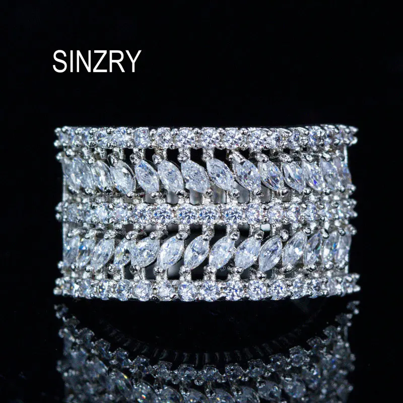 SINZRY горячая Распродажа мигающее кубическое ziron широкое кольцо на палец Новая