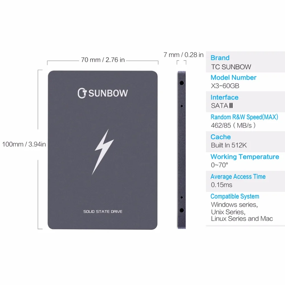 TC-SUNBOW бренд SSD SATA3 2,5 дюймов 60 ГБ 120G 240 ГБ жесткий диск HD HDD Бесплатный подарок для sata кабеля