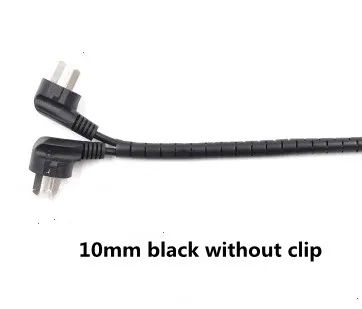 black without clip 1 м 10 мм гибкий Кабельный органайзер Спиральный шнур защитная трубка провода обёрточная бумага провода хранения трубы сматывания кабеля - Цвет: black without clip