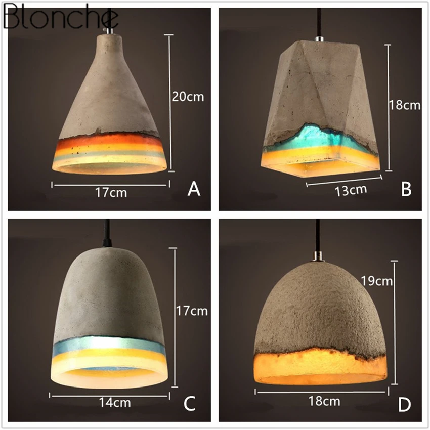 Винтажный цементный подвесной светильник s Лофт промышленный декор светодиодная