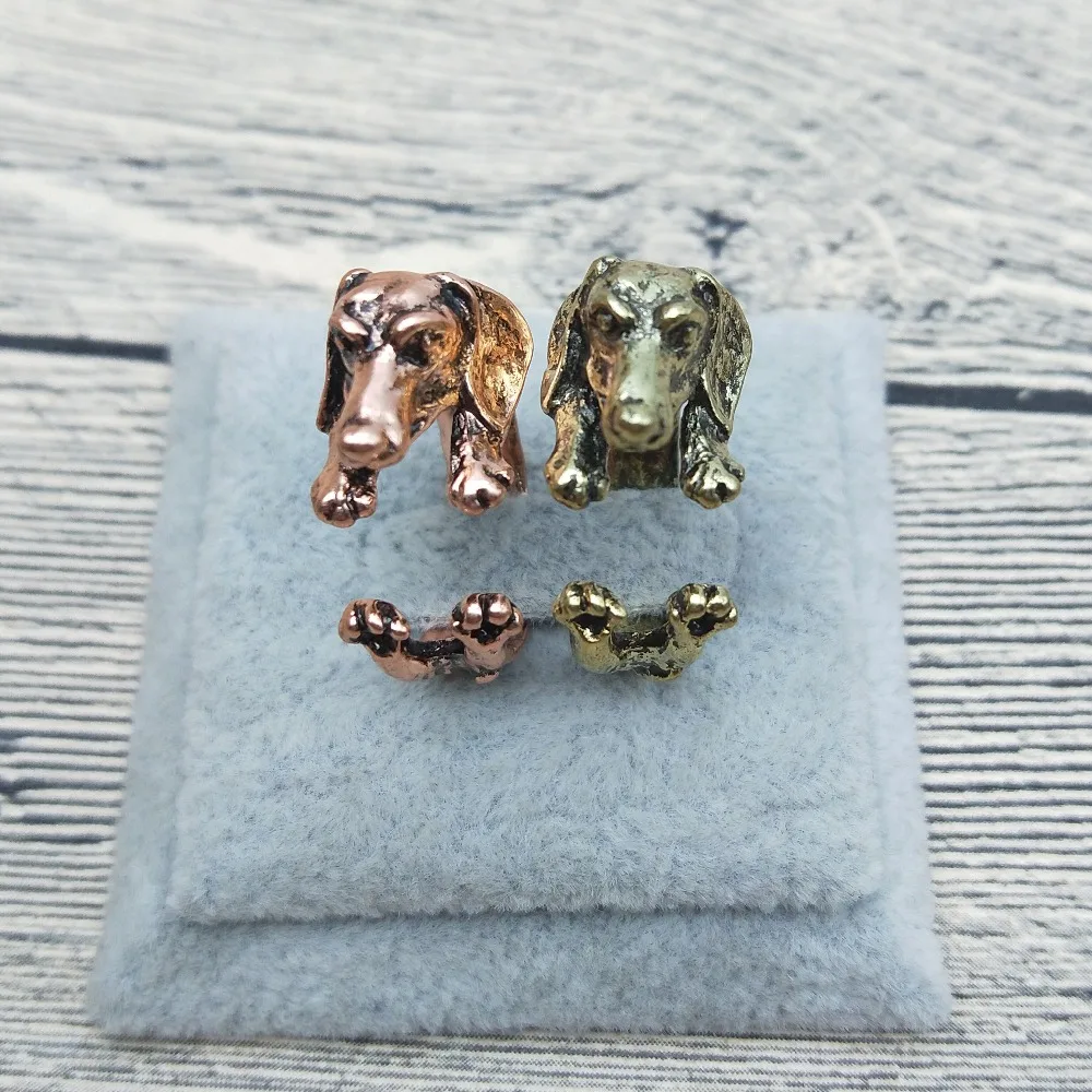 Новые винтажные Ретро Кольца такса классические регулируемые кольца женские